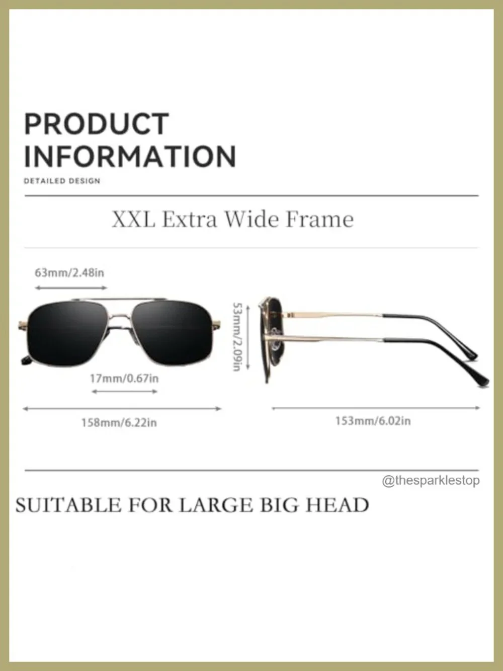 XXL Oversized Polarized Aviator Sunglasses for Big Heads - Extra Wide Frame